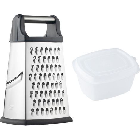 Râpe 4 côtés en Acier Inoxydable - Râpe de Cuisine pour râper grossièrement et Fine, pour Fruits, légumes, Carottes, Fromage, Passe au Lave-Vaisselle,argent, une pièce,Lilaris (1/5)
