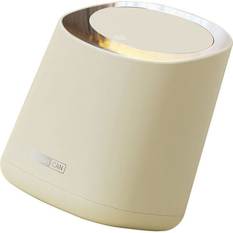 Mini-Mülleimer mit aufsteckbarem Deckel – Mini-Tischabfalleimer – 350 g, 17 cm, Cremeweiß, für Büro, Wohnzimmer, Auto (1/5)