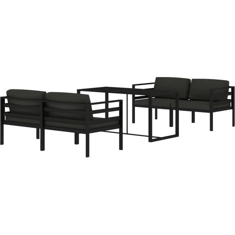 Mobili da giardino mobili da esterno Set di mobili da 5 pezzi con cuscini in alluminio antracite 020016297