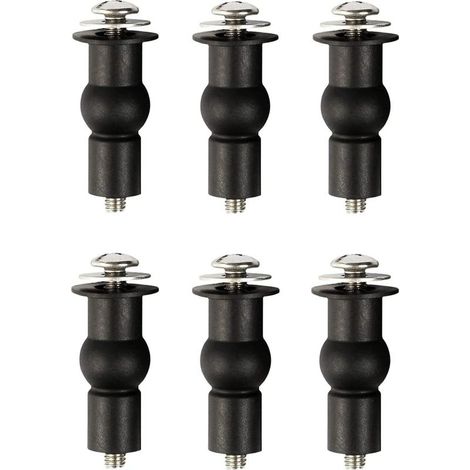 Toilet Seat Fixing Screws, Toilet Seat Hinge, Toilet Seat Fixings with Rubber Expansion Bolts, 6 Pieces Black (1/5)