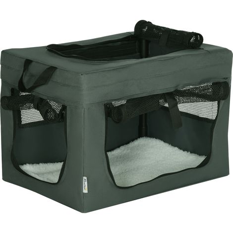 PawHut 48.5cm Pet Carrier, with Cushion, for Miniature Dogs - Grey