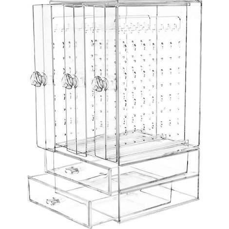 1 Présentoir à bijoux, acrylique transparent, 3 ouvertures, 2 tiroirs, rangement boucles d'oreilles colliers bracelets, vitrine magasin (1/5)