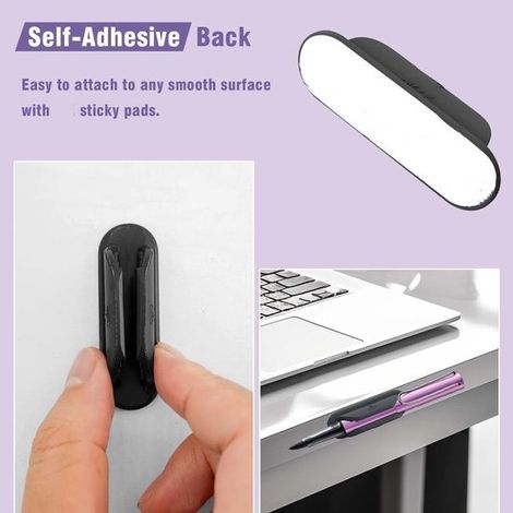 10 portalápices autoadhesivos,Soporte para lápices,Portalápices de escritorio,Portalápices con respaldo autoadhesivo,521.5cm,Negro (1/4)