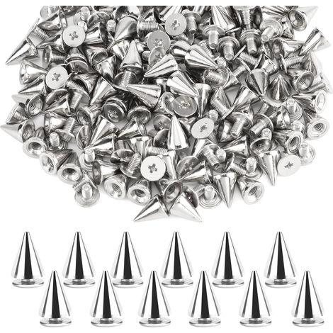 500pcs Rivet Punk, Rivets Style Punk Cône DIY Clous Metal Bullet Stud Spike pour Sacs Vêtements Cuir Craft Réparation de Décoration(Argent/79.5mm) (1/5)