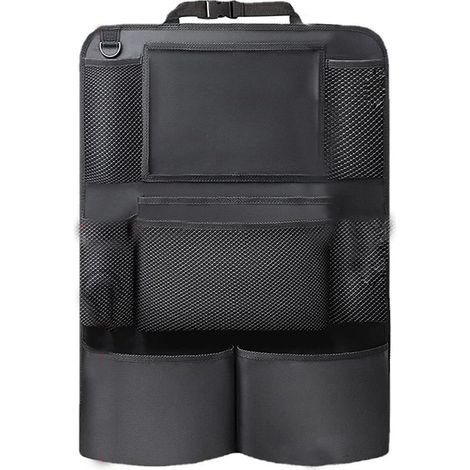 Ensemble de 2 pièces - Accessoires auto - Tapis de rangement pour siège arrière - Organisateur de voiture - Tapis auto enfant - Tapis organisateur pour siège arrière - 65 x 45 cm - Noir (1/5)