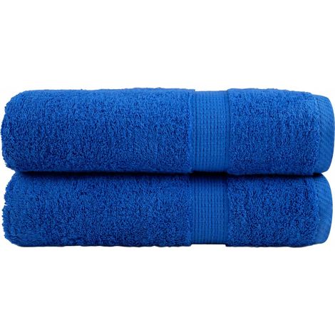 Serviettes de bain haut de gamme SOLUND, lot de 2, bleues, 100 x 150 cm, 600 g/m²