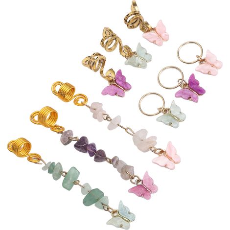 Pendentif cheveux pour tresses, bijou de dreadlocks coloré, accessoire spiralé pour nattes, parure capillaire à breloques (1/5)