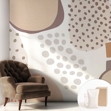 Tapete Vliestapete mit Kleber modern Wohnzimmer - Wanddeko Schlafzimmer - Tapete mit Motiv Zarte Punkte 250x250 cm (1/5)