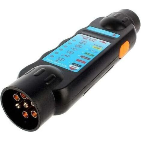 Pr 7 Pin Trailer Tester Tool, 7pin 12V Towing Trailer Socket Strip Connection Tester Diagnostic Tester Black (1/3)