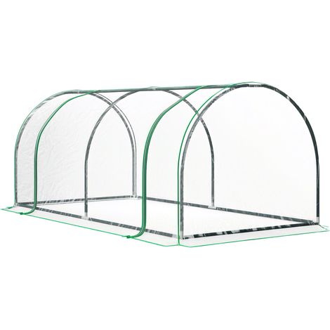 Serre de Jardin mini serre à tomates dim. 2L x 1l x 0,8H m portes zippée bâche PVC Acier transparent (1/5)