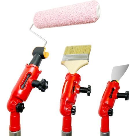 1pc Universal Brush Extension Holder for Brushes, Rollers, Scrapers, Swivel Heads, for Easy Access to High Places, Red (1/4)