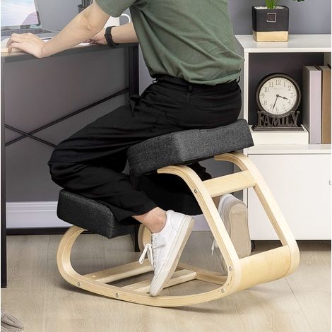 MEUBLIV Ergonomischer Kniestuhl aus schwarzem Holz 69x51x58 cm, Belastbarkeit 120 kg (1/5)