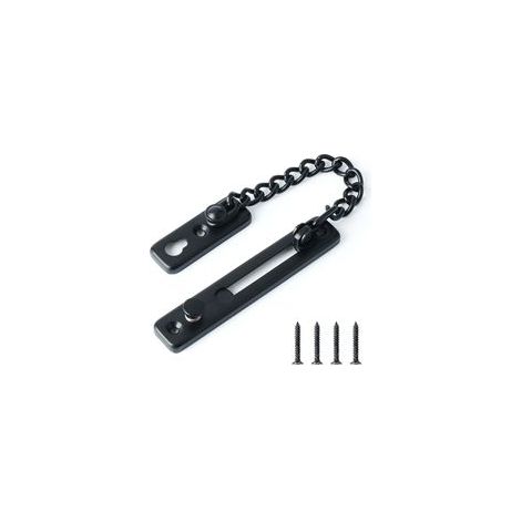 1pc, Finition Noire Matte en Acier Inoxydable Chaîne de Porte de Sécurité Limiteur de Porte Étroit Verrou de Porte Anti-Vol à Ressort avec Vis pour Porte Interne à Domicile (1/5)