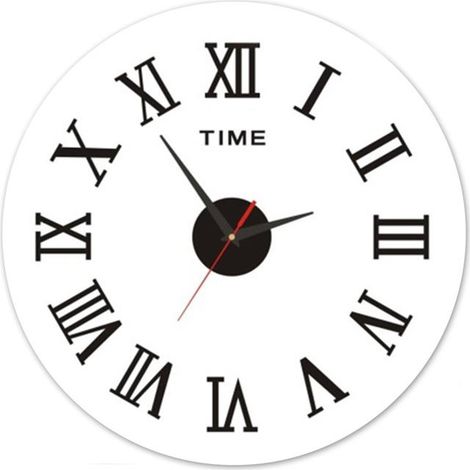 OROLOGIO ADESIVO DA PARETE TONDO DA 50 CM CON NUMERI ROMANI NERO (1/2)