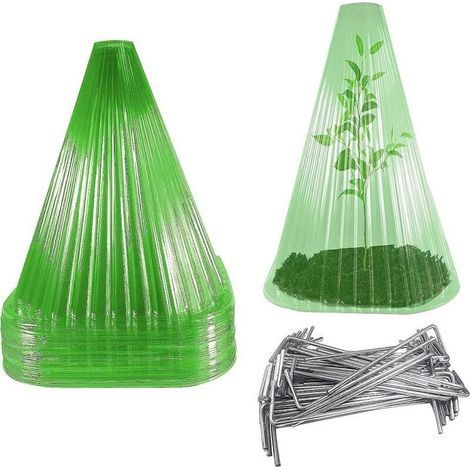 Cloches de jardin réutilisables, lot de 30 mini cloches de serre avec 30 pointes anti-mauvaises herbes, protection contre le soleil, la neige, le gel, les escargots et les oiseaux (1/4)