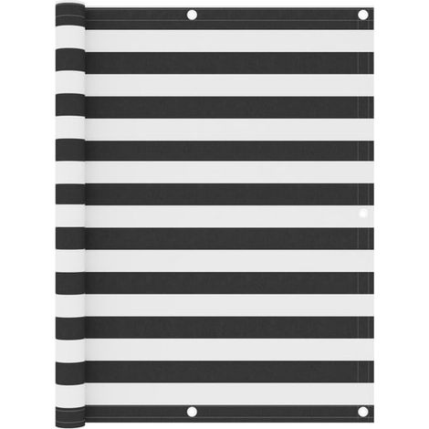 Écran brise-vue pour balcon 120 x 600 cm, tissu Oxford rayé anthracite et blanc, coupe-vent et imperméable, toile d'intimité XXL extra haute, avec corde 24 m (1/5)