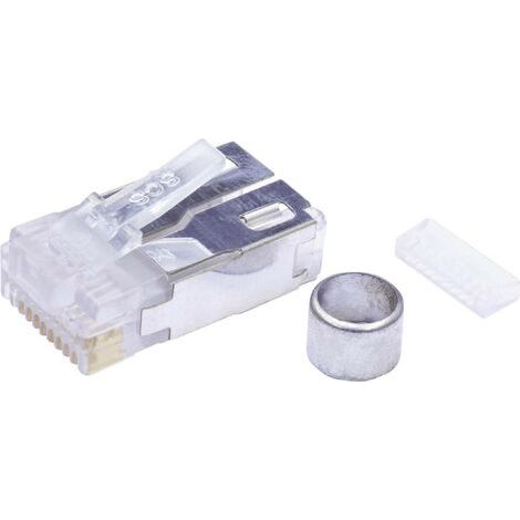 Jeu de fiches modulaires mâles blindé Cat.5 BEL Stewart Connectors 940-SP-361010-A217 RJ48 mâle, droit Pôle: 10P10C transparent 1 pc(s) Q085751 (1/4)