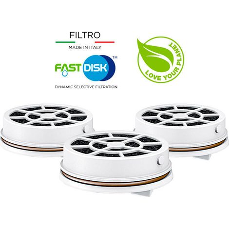 Laica Fast Disk Wasserfilter, 3 Stück Filterkartuschen für Filterflaschen und Karaffen