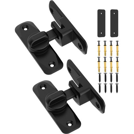 Verrou de porte de grange à 90/180 degrés, petits loquets de portail, verrou de sécurité pour porte coulissante (pour armoire, grange, salle de bain, jardin) (noir - 1 pièce)