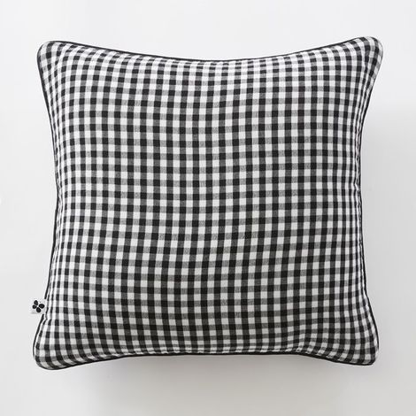 1 coussin déhoussable, passepoil contrasté, gaze de coton teinte, 45 x 45 cm, motif truffe, salon ou chambre (1/3)