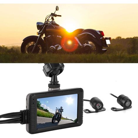 Caméra moto 1080P DVR double lentille avant/arrière, enregistreur de conduite avec G-sensor et boucle d'enregistrement intégrée (1/5)