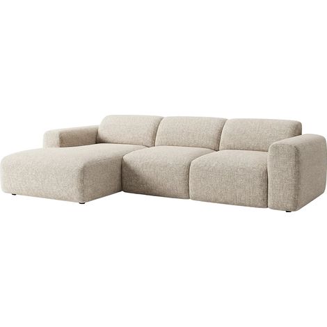 Grande divano angolo a sinistra con seduta scorrevole elettrica in tessuto beige - POGNI di Maison Céphy (1/3)