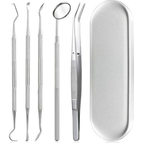 Kit d'hygiène dentaire - 5 pièces en acier inoxydable argenté (1/5)