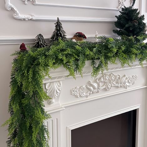 Guirlande De Noël - 180 Cm - Aiguilles De Pin Artificielles En PE - Pour Cheminée Table Fenêtre Escalier Intérieur Extérieur - 1 Pièce (1/5)