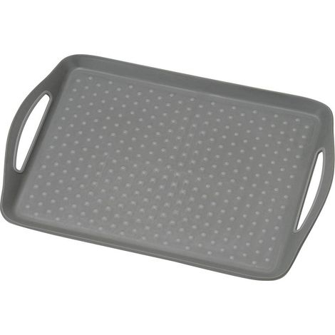 Plateau de Service, matériau : Plastique, Dimensions : 45,5 x 32 x 4,5 cm, Couleur : Gris 77207 (1/2)