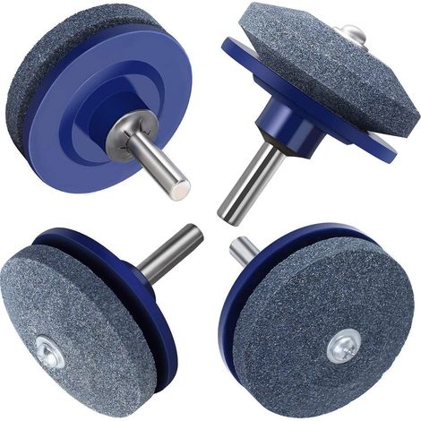 4 PCS Affûteuse de Tondeuse à Gazon,T-Audace, Universel Tondeuse À Gazon Affûteuse De Lame Rotative Meuleuse De Jardin Pierre De Roue pour Perceuse Électrique Perceuse À Main Kit De Réparation
