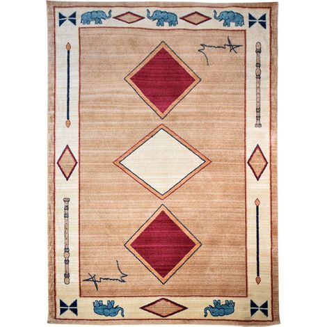 Tapis salon et chambre 160x240 beige rectangle tissé motif simple CHOBAY 8