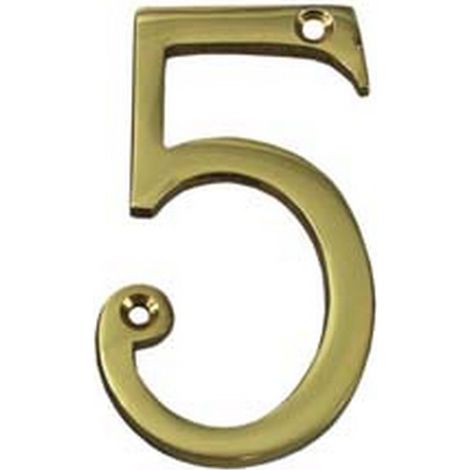 5PZ NUMERO CIVICO "5" INGLESE IN OTTONE LUCIDO