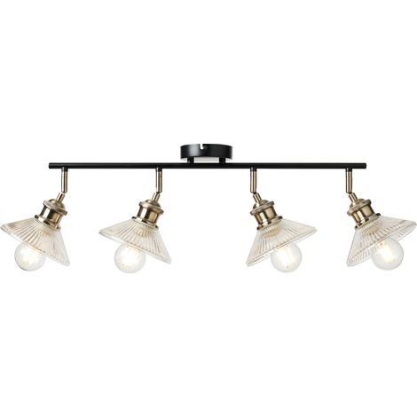 Litecraft Safie Spotlight Plate Industrial Styled Ceiling 4 Light - Brass, Black (1/5)