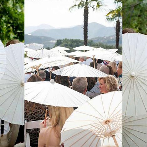 Lot de 8 parasols en papier, parapluies de 84 cm en bambou, pour mariage ou fête. (1/5)