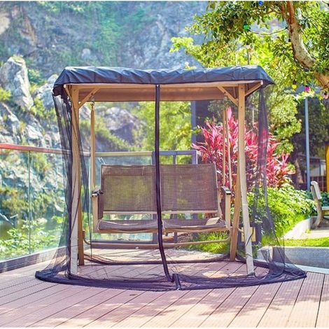 Moustiquaire - 205x125x205 cm - Pour Balançoire De Jardin Et Parasol 3 Places - Avec Fermeture Éclair - 1 Pièce (1/5)