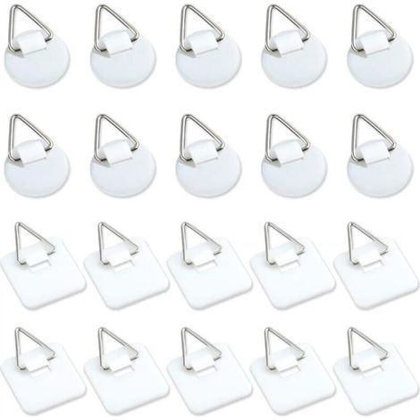 20 Pack 1 Inch Invisible Adhesive Backings, Vertical Adhesive Wall Plate Holders, Wall Plates for Plates, Pictures, Decorative Art (White) (1/4)