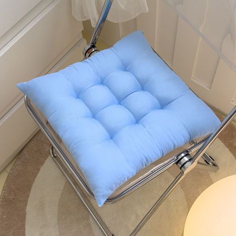 6 Coussins de Chaises Carrés 40x40 Coussins de Siège Décoration Maison Coussin Mat Matelassée,Confortable et coloré - Idéal pour intérieur et extérieur (Azuré) (1/4)