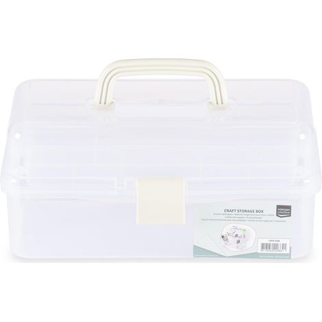 Boîte de Rangement - Plateau et 10 Compartiments - Plastique - 31 x 17 x 15 cm - pour Album Photo de Classe, Accessoires Diamond Painting et Scrapbooking (1/5)