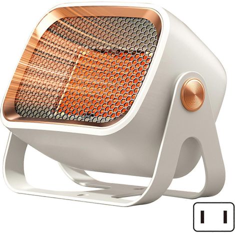 Mini radiateur céramique de table, chauffage électrique silencieux avec 2 modes, chauffe rapide, idéal pour la maison, la chambre et le salon. Prise US. Blanc. (1/5)