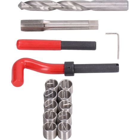 Kit de réparation de filetage 15 pièces, outil manuel compatible pour la réparation automobile, insert M14x1,50 mm