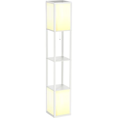 156cm Floor Lamp Shelving Unit White (1/5)