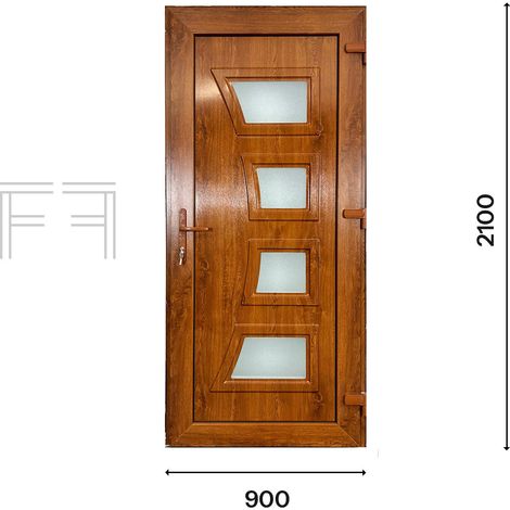 Fintex Porta d'ingresso in Pvc G. Oak M. 1 - 900 x 2100 APERTURA TIRARE A SINISTRA VISTA INTERNA