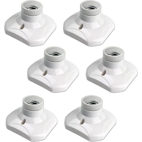 Douille Plafond E27 à Visser, Douille E27 Garage, AC 220-240V, Support Douille pour Ampoule LED, Base Plafonnier Culot E27, Base de Lampe Plastique Blanche pour Lampe au Mur, lot de 6 Lefou (1/5)