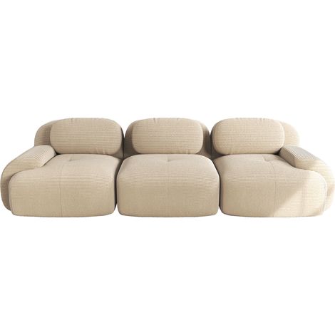 Sofá Esquinero Modular, Sin Montaje, Reposabrazos Curvos, Espuma de Alta Densidad, Pana Beige (1/5)