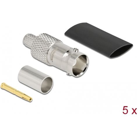 Delock BNC hembra para engarzar RG59 con tubo termorretrÃ¡ctil a juego