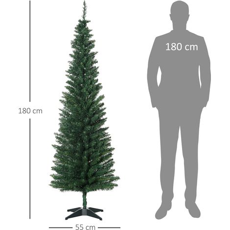 Sapin de Noël artificiel, support inclus, 1,8 m de haut, vert (1/5)