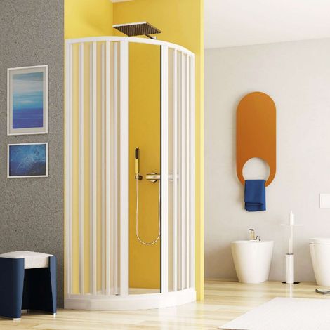 Box doccia 90x90 circolare a soffietto in PVC bianco apertura centrale e chiusura calamitata Teti (1/3)