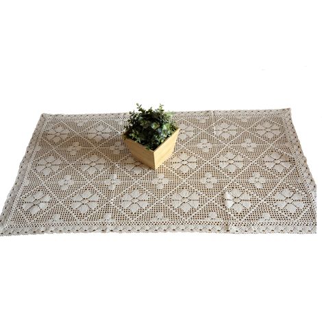 Runner da tavolo all'uncinetto beige naturale 60/120 centrino in pizzo per tavolino da caffè (1/5)