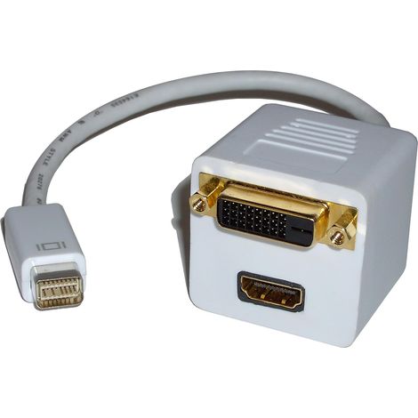 BeMatik - Duplicator Cable miniDVI Mâle passive-D vers DVI et HDMI (1/3)