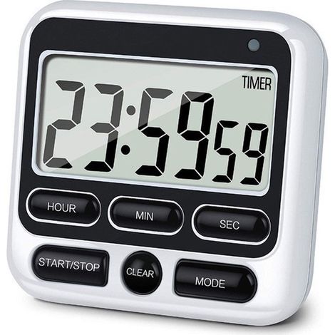 Temporizador de cocina con alarma, pantalla grande e indicador de alarma ajustable. (1/2)